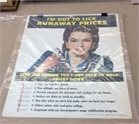 WW II Poster "I'm out to Lick Runaway Prices"