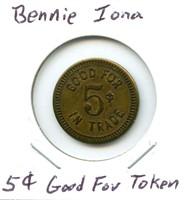 Bennie Iona 5¢ Good For Token