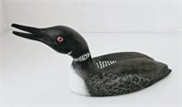 Vintage Signed Wooden Common Loon Duck Decoy