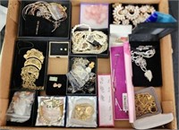 Large box of Assorted costume and sterling