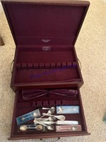 SILVERWARE BOX W/ SMALL SPOON COLLECTION