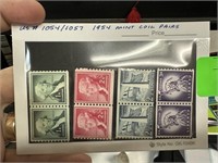 1054 / 1057 1954 MINT COIL PAIRS STAMPS