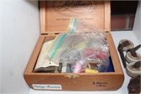 SEWING ACCESSORIES IN CIGAR BOX