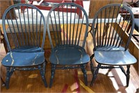 3 PAINTED WINDSOR STYLE CHAIRS