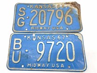 (2) 1967 Kansas License Plates