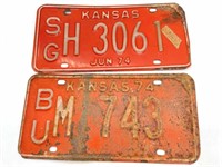 (2) 1974 Kansas License Plates