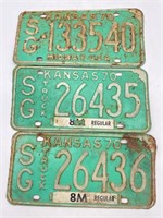 (3) 1970 Kansas License Plates