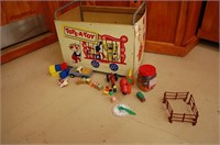 Tote-A-Toy Toy Box W/ Vintage Toys