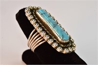 Silver Turquoise Ring w/Double Trim by Susan Truby