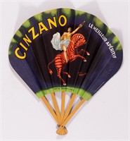 VINTAGE CINZANO ADVERTISING HAND FAN BY CAPPIELLO