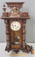 Antique Vienna Regulator Wall Clock as is
