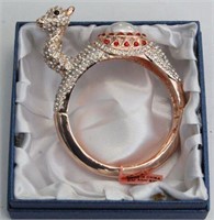Austrian Crystal Pearl Camel Bangle Bracelet