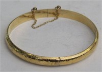 Gold Over Sterling Ornate Bangle Bracelet