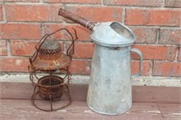 Vintage Gas Can and Railroad Light