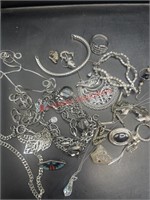 Silver Colored Costume Jewelry Lot (living room)