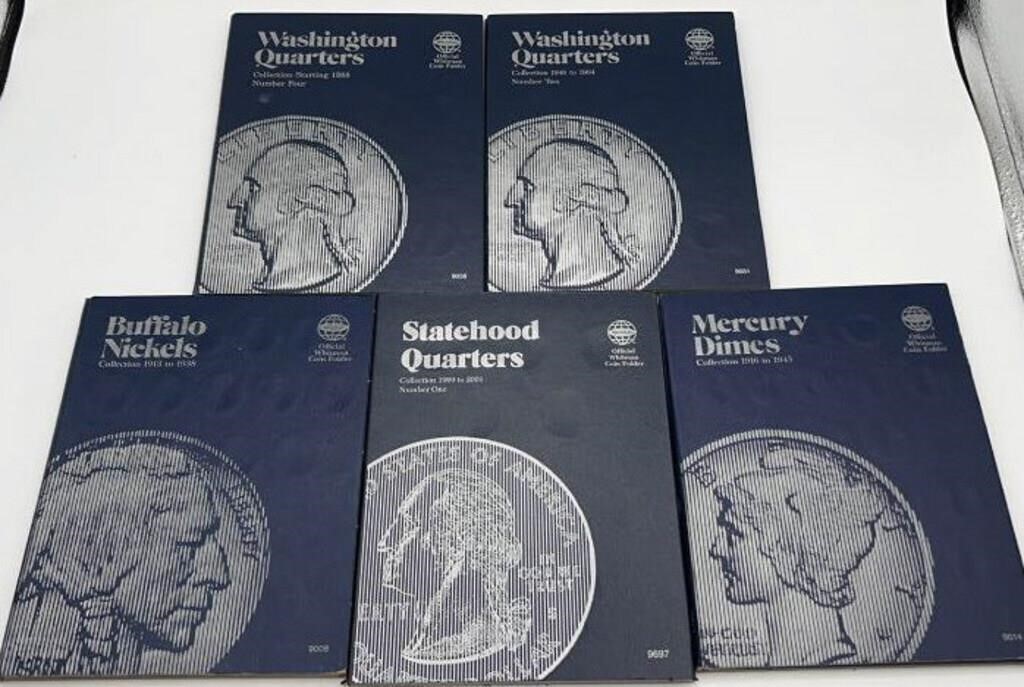 5 Empty Whitman Collection Official Coin Folders