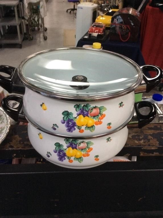 Enameled pasta pot