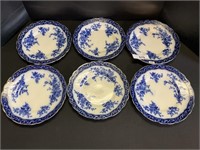 English Flow Blue Stanley Pottery Plates.