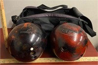 2 Bowling Balls in Caring Case