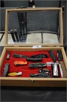 COLLECTION OF KNIVES AND DISPLAY CASE