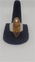 Sterling ring with brown jasper stone sz 10
