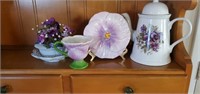 Pretty purple pitcher and other items