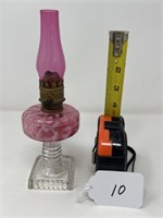 Cranberry Opalescent Miniature Oil Lamp