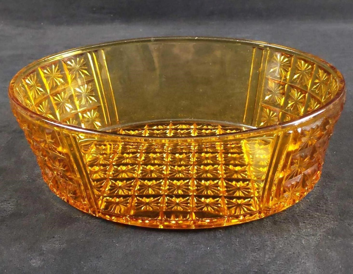 Vintage Amber Glass Oval Serving Bowl