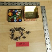 Lot of Marbles in Tin With Jaxs and bounce ball