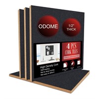 Cork Board Tiles Self Adhesive 4 Pack(Black) 12”X