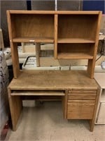 Oak Small Desk with Credenza - 4ft wide