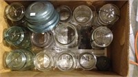 13 fruit jar's and a vintage tin music box