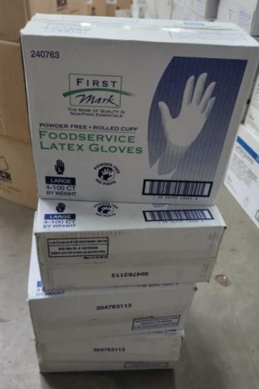 4 Cases of Large Powder Free Latex Gloves