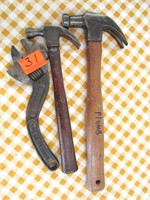 2 Hammers & 10" Adjustable Wrench