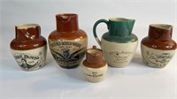 6 ASSORTED ADV. WHISKY WATER JUGS INCLUDES