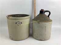 Stoneware jug and crock