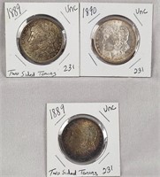 (2) 1889 Dollars  BU – Toning; 1890 $1  BU
