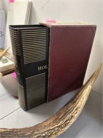 VTG HOLY BIBLE W BOX BLACK W GOLD GILT