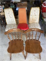 3 Highback Kitchen Chairs & 2 Wooden Chairs