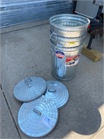3  20 gal. Galvanized Trash Cans