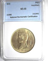 1972 Piso NNC MS66 Philippines