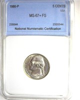 1986-P Nickel MS67+ FS LISTS $4500 IN 67FS