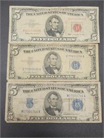Three $5 Bills
