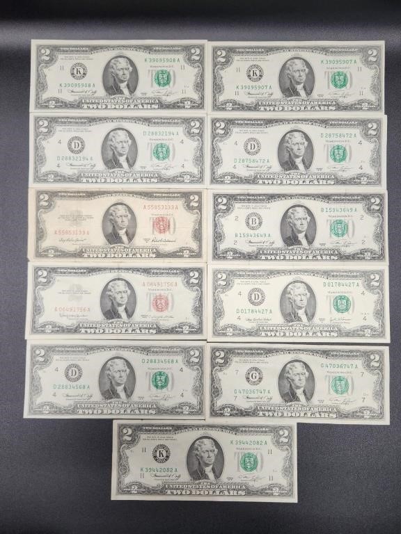 Two Dollar Bill Collection Two red seal