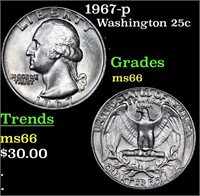 1967-p Washington Quarter 25c Grades GEM+ Unc