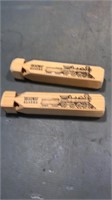 2 wood train whistles