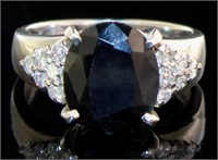 Platinum 5.18 ct Sapphire & Diamond Ring