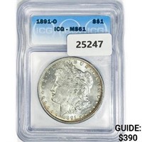 1891-O Morgan Silver Dollar ICG MS61