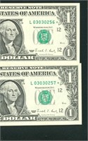 (2 CONSEC - STAR) $1 1988 (CU) Federal Reserve