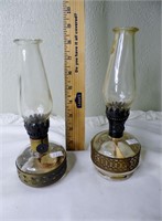 2 Small Vtg Oil Lamps